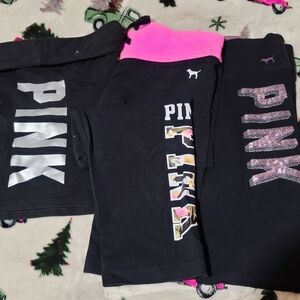 Victoria's Secret Black & Pink Leggings Set NWOT and a pair of M shorts like new